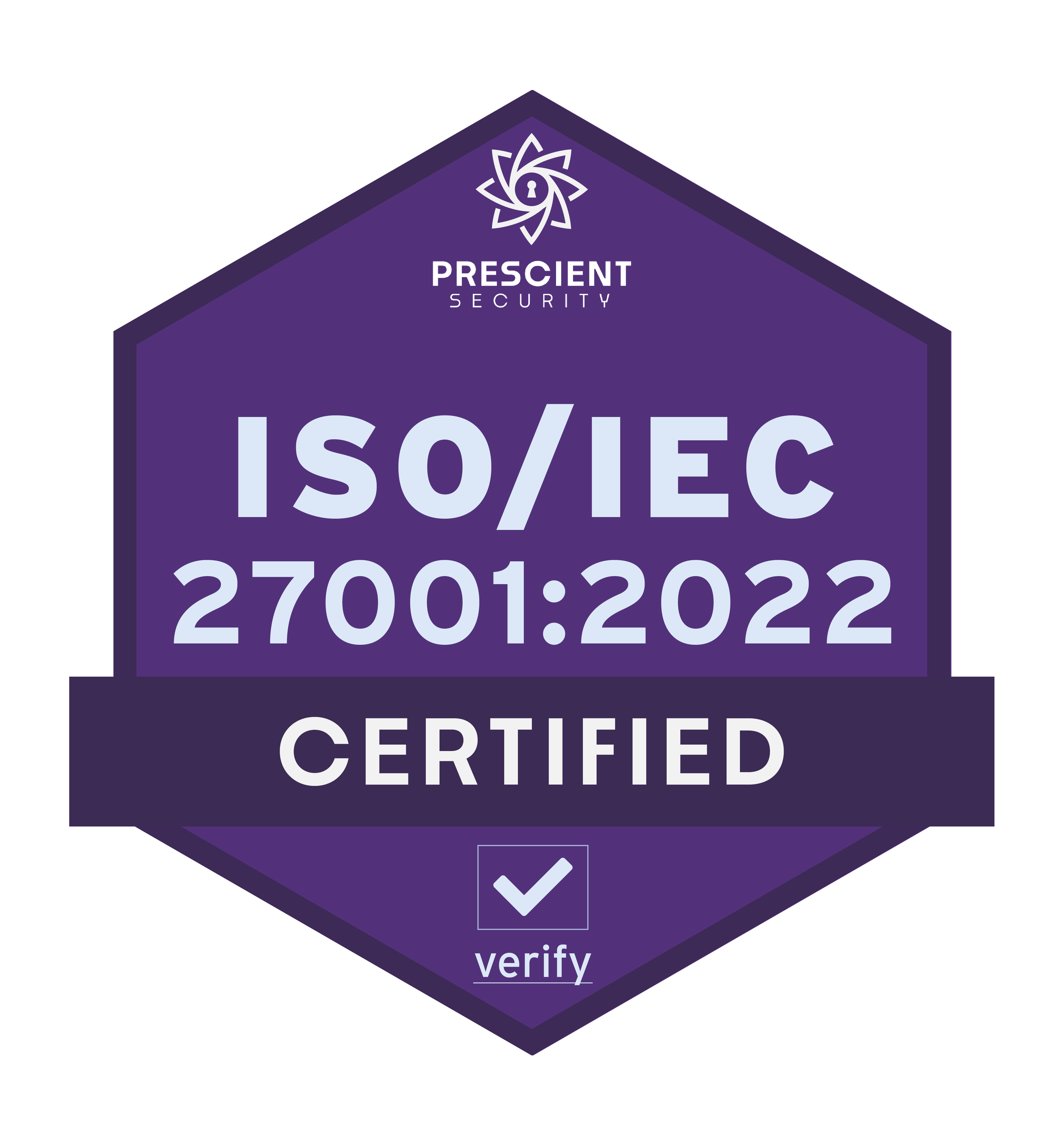 ISO 270001 certified by Prescient Security badge